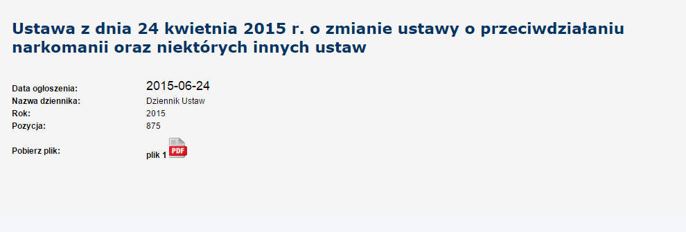 ustawa o narkomanii